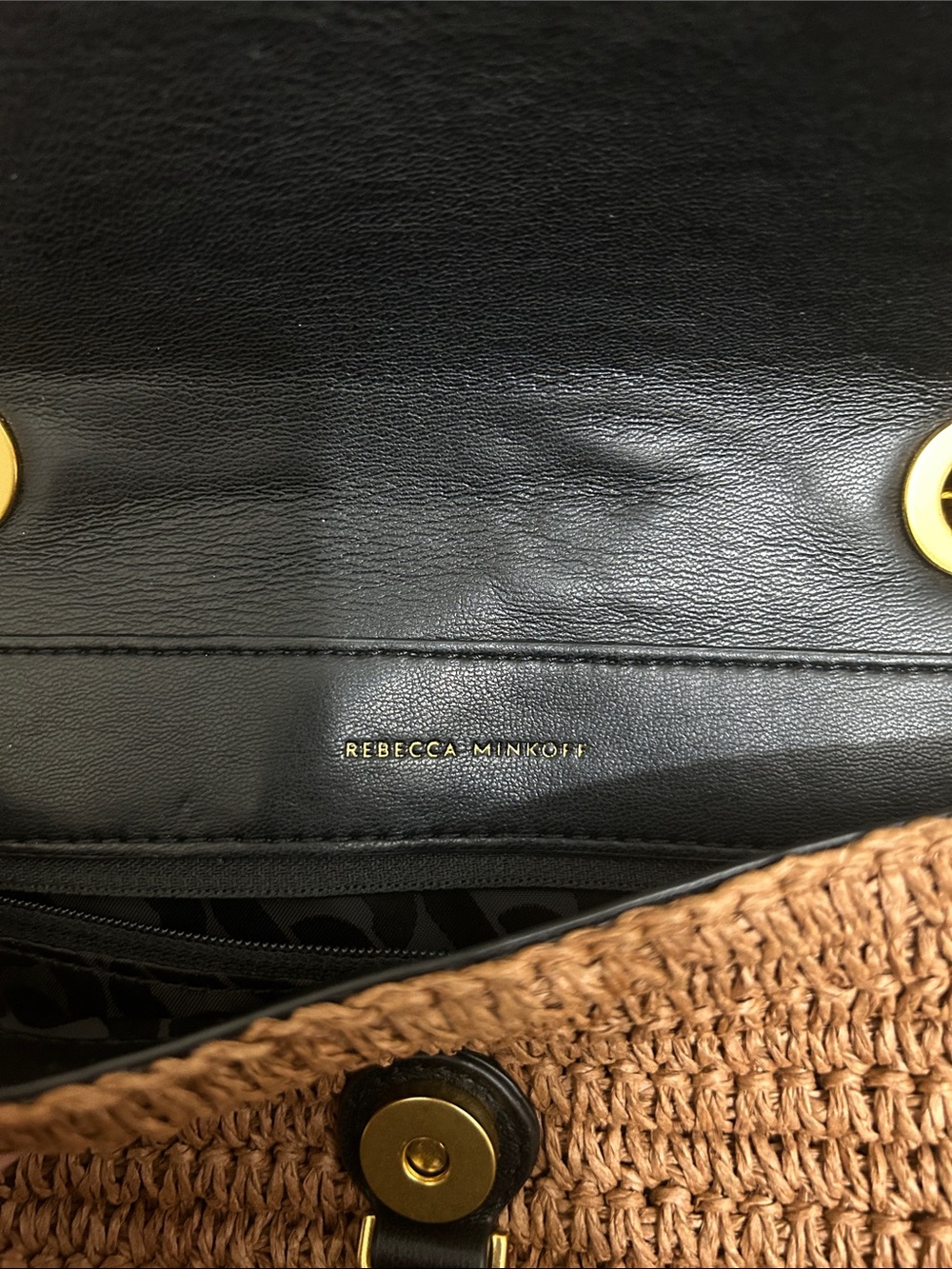 Rebecca Minkoff Woven Brown Shoulder Bag with Gold Chain - Picture 7 of 8